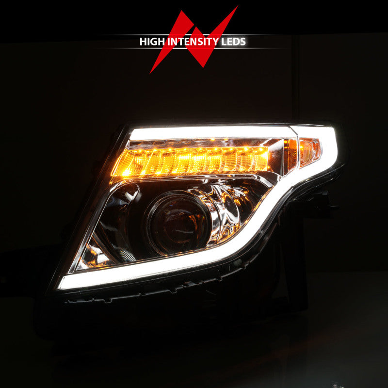 ANZO Projector Plank Style LED Signal Headlights, Chrome - 2011-2015 Ford Explorer (13-15 base, XLT, limited) - ANZO part 111576 view 5