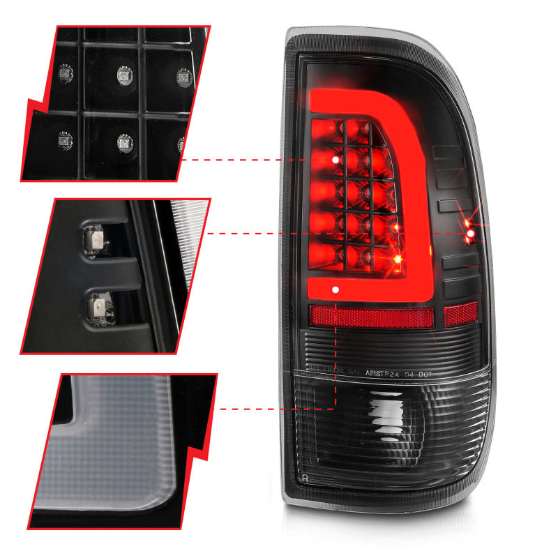 ANZO LED C-Bar Tail Lights, Black Housing, Clear Lens - 1997-2003 Ford F-150, 1997-2007 Ford F-250, 1999-2007 Ford F-350 - ANZO part 311377 view 3