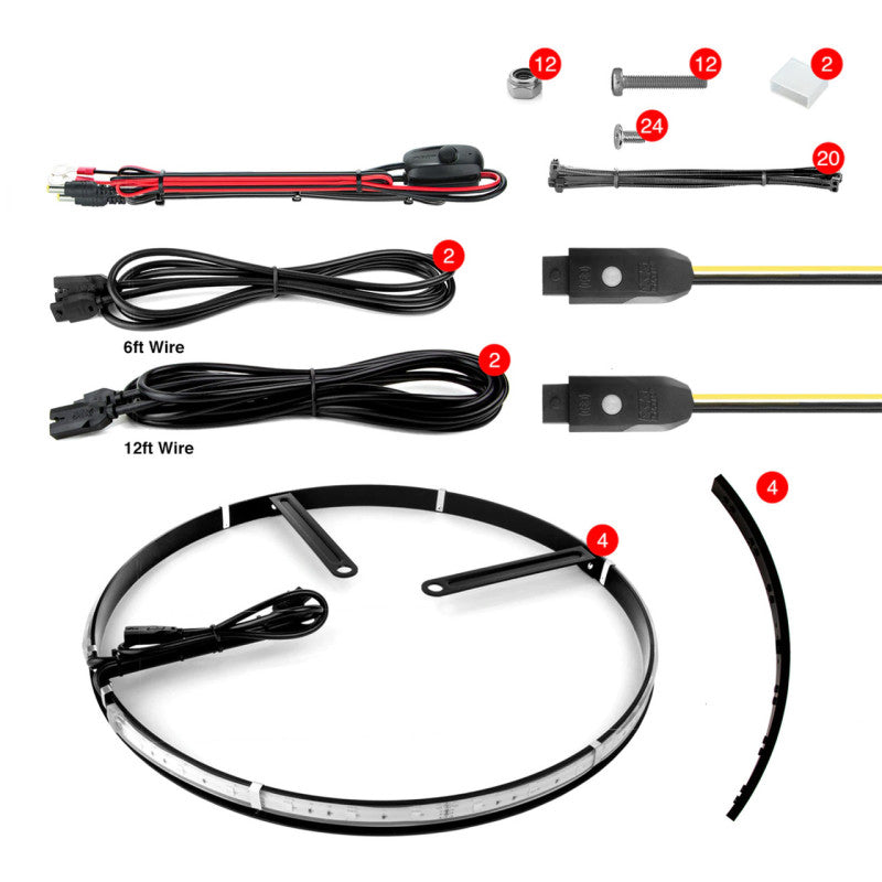 XKGLOW Adjustable Wheel Ring Light Kit XKchrome App controlled w/ Turn Signal Function 4pc 15-18in - XK-WHEEL-KIT-AD