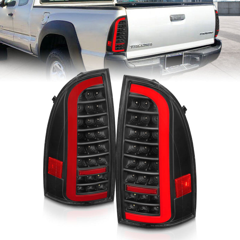 ANZO LED Light Bar Sequential Tail Lights, Black Housing, Clear Lens - 2005-2015 Toyota Tacoma - ANZO part 311427