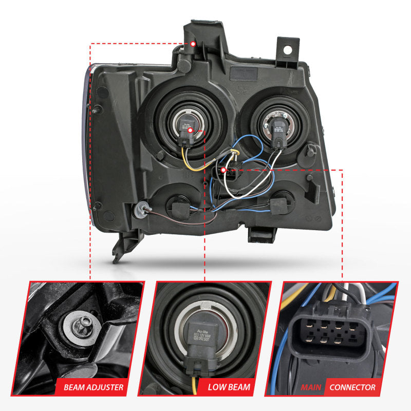 ANZO Crystal Headlights, Black - 2007-2014 Chevy Tahoe & Suburban, 2007-2013 Chevy Avalanche - ANZO part 111392 view 4
