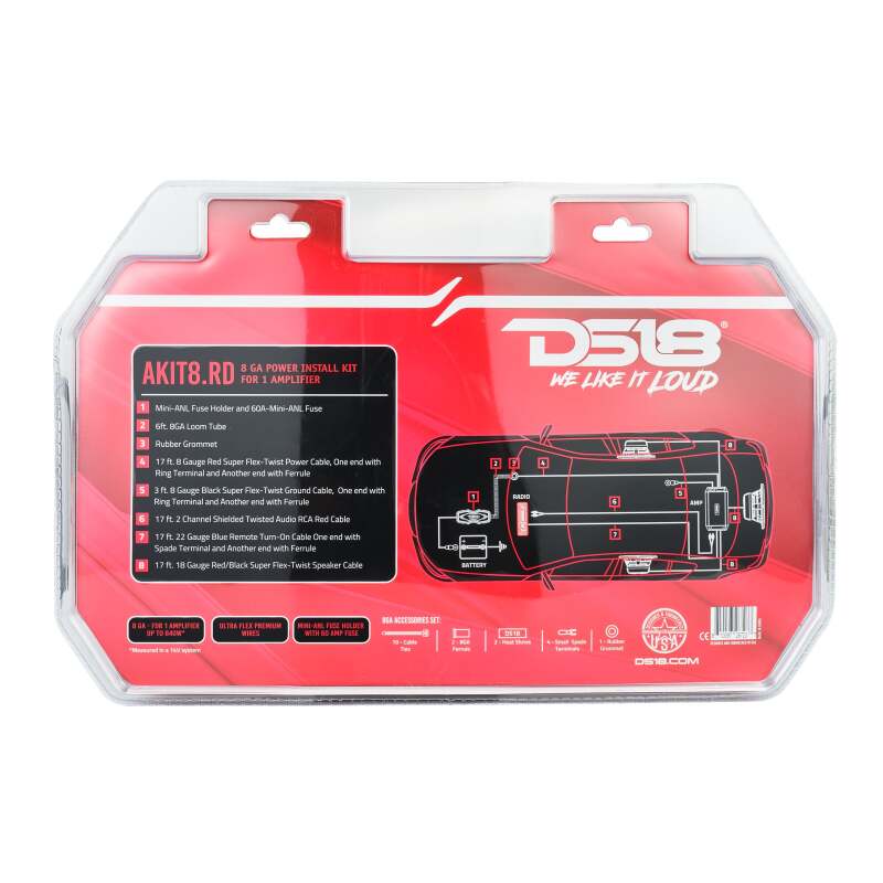 DS18 8-Gauge Amplifier Installation Kit - Advance - Red - AKIT8.RD - view 3