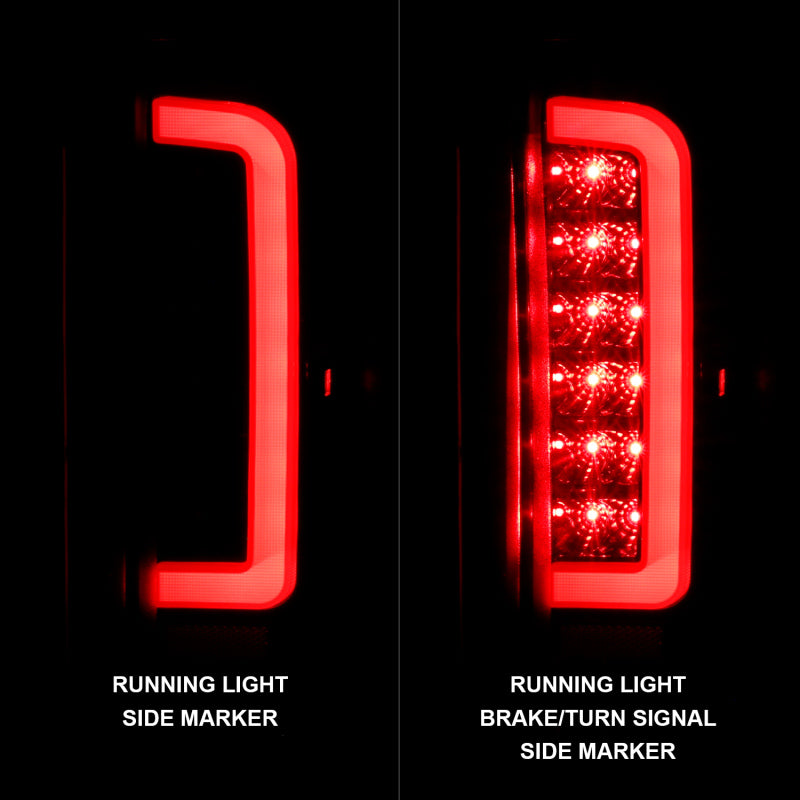 ANZO LED C-Bar Tail Lights, Black Housing, Clear Lens - 1987-1996 Ford F-150 & Bronco, 1989-1998 Ford F-250/F-350/F-450 - ANZO part 311350 view 2