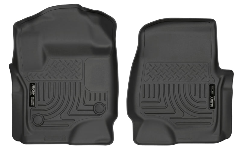 Husky Liners WeatherBeater Floor Liners - 2017 Ford Super Duty (Crew Cab / Super Cab) WeatherBeater Black Front Floor Liners