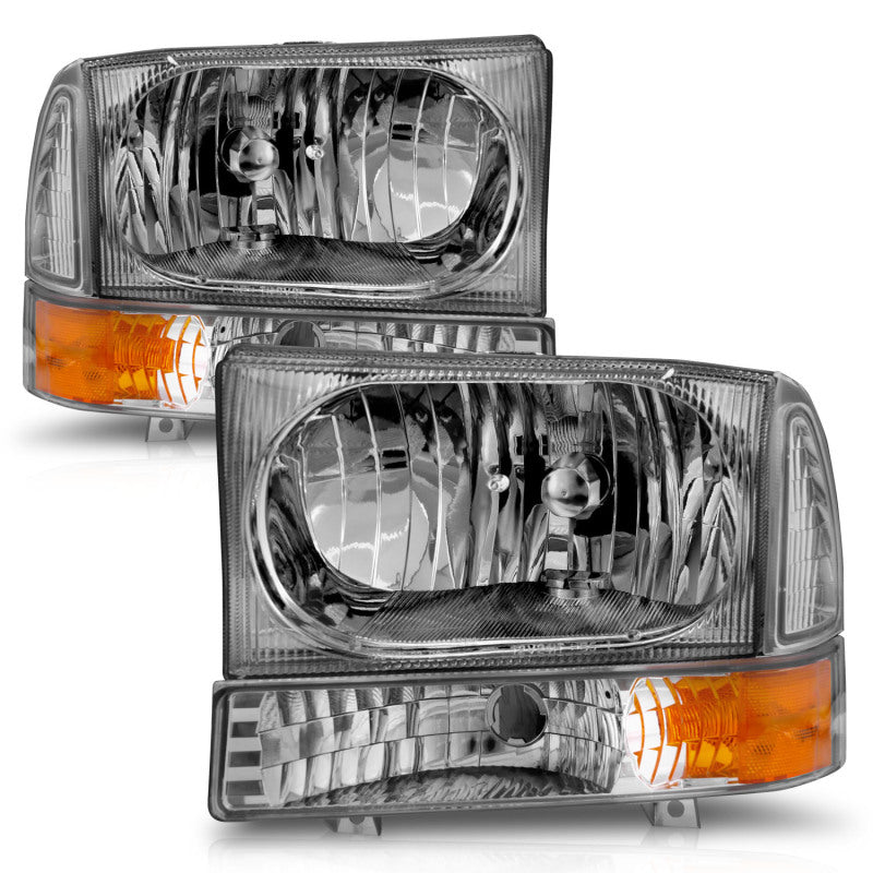 ANZO Crystal Headlights w/ Corner Lights, Chrome - 2000-2004 Ford Excursion, 1999-2004 Ford F-250/F-350 - ANZO part 111081 view 3