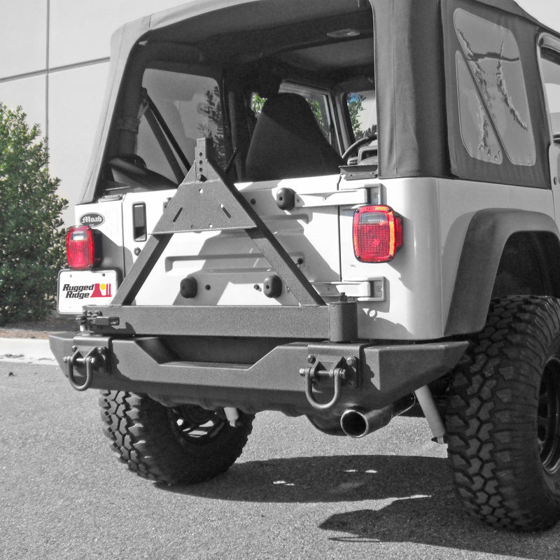 Rugged Ridge Tire Carrier XHD Rear Bumper for 1976-2006 Jeep CJ/Jeep Wrangler - view 2