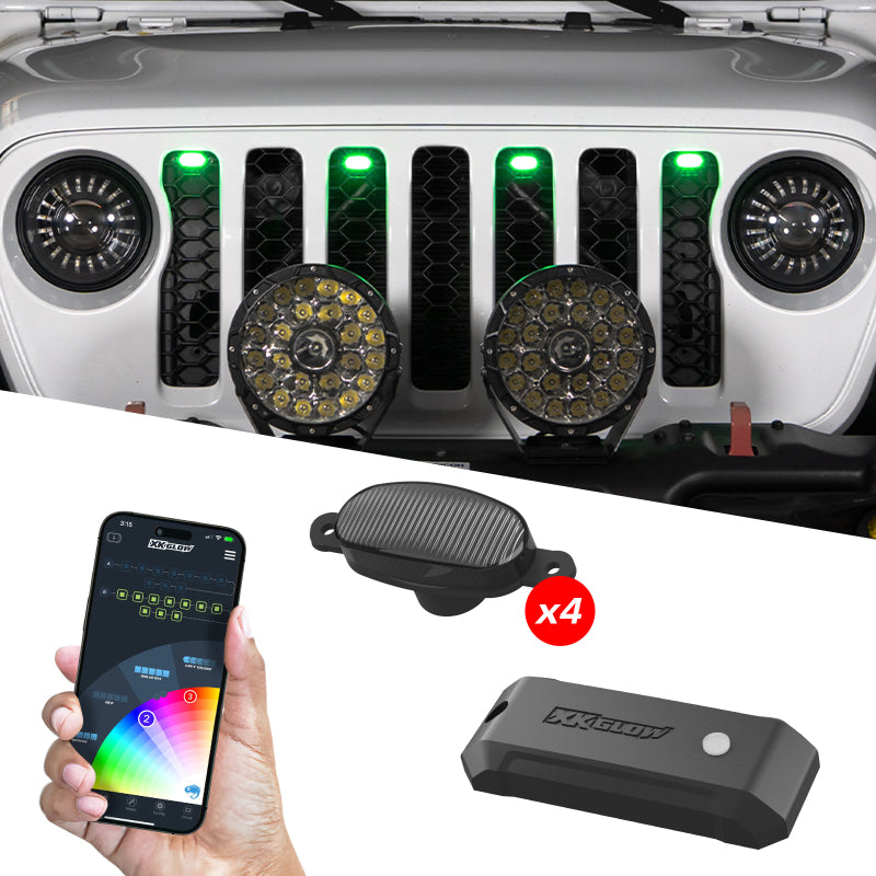 XKGLOW XKmax Pre-Runner Style RGBW LED Grill Pods - 4pc - MX-GPOD-4