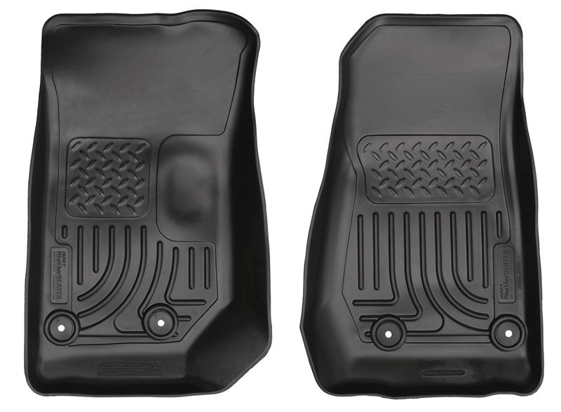 Husky Liners WeatherBeater Floor Liners - Jeep Wrangler & Gladiator - 14 Jeep Wrangler 2/4 Door Weatherbeater Black Front Floor Liners (part 18041)