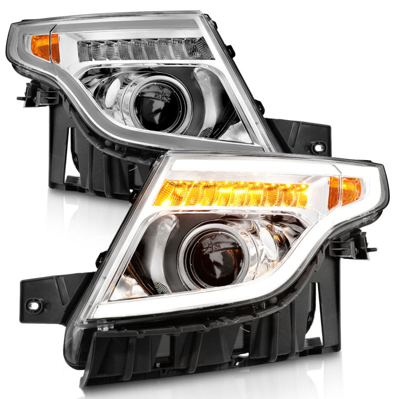 ANZO Projector Plank Style LED Signal Headlights, Chrome - 2011-2015 Ford Explorer (13-15 base, XLT, limited) - ANZO part 111576 view 2
