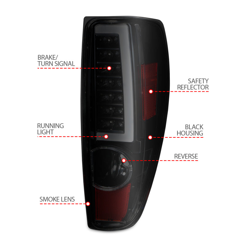 ANZO LED C-Bar Tail Lights, Black Housing, Smoke Lens - 2004-2012 Chevy Colorado, 2004-2012 GMC Canyon - ANZO part 311383 view 6