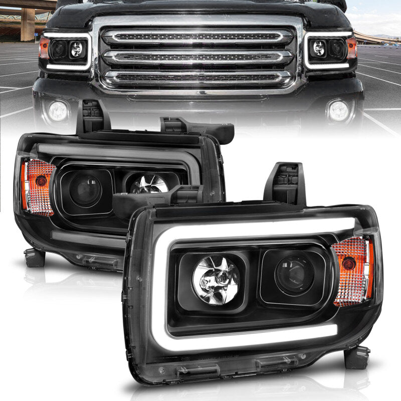 ANZO Projector Plank Style Headlights, Black - 2015-2022 GMC Canyon - ANZO part 111381