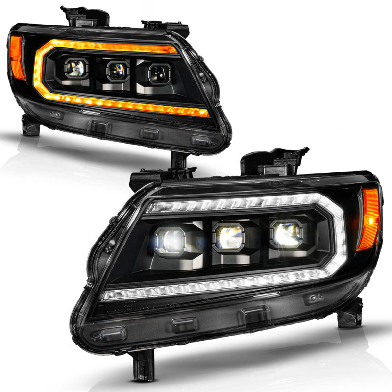 ANZO Full LED Projector Sequential Headlights w/ DRL & Initiation Lighting, Black - 2015-2022 Chevy Colorado - ANZO part 111634