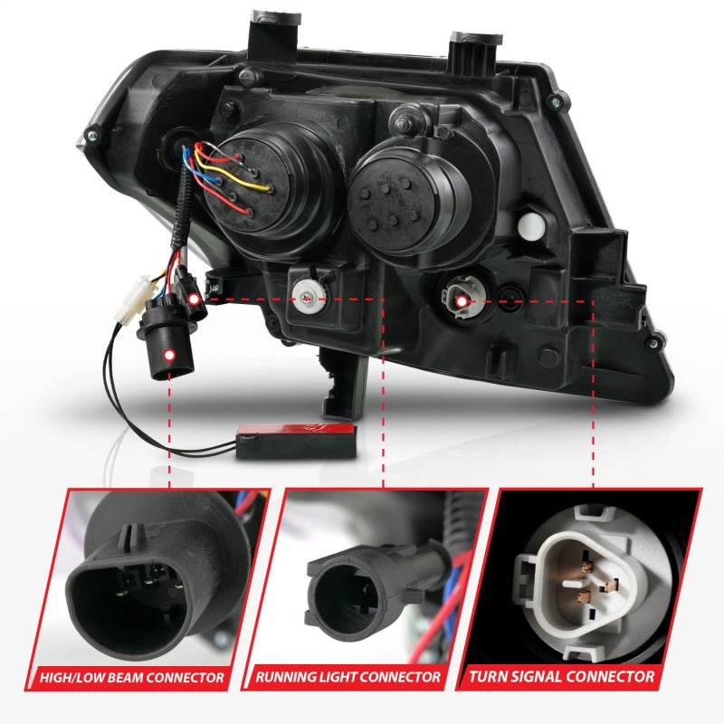 ANZO Projector Plank Style Sequential Headlights w/ DRL, Black - 2009-2021 Nissan Frontier - ANZO part 111597 view 5