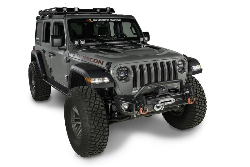 Rugged Ridge Arcus Front Bumper Tube Overrider Black for 2018-2020 Jeep Wrangler JL - view 4