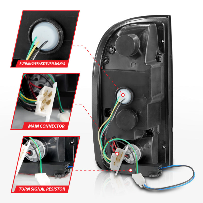 ANZO LED Tail Lights, Black Housing, Clear Lens - 1995-2000 Toyota Tacoma - ANZO part 311353 view 4