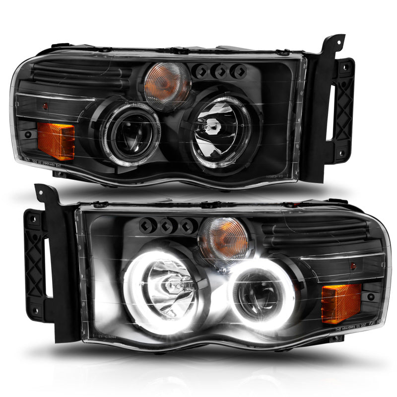 ANZO Projector Halo Headlights, Black - 2002-2005 Ram 1500, 2003-2005 Ram 2500/3500 - ANZO part 111490 view 3