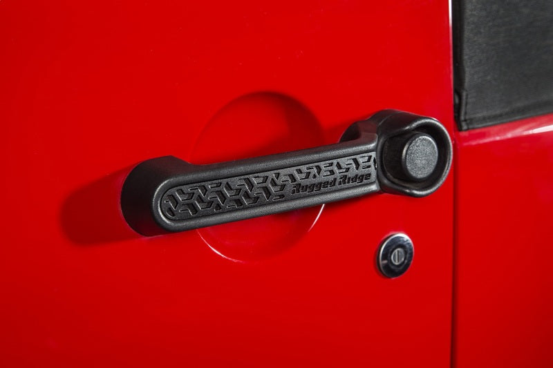 Rugged Ridge Elite Door Handle Inserts Black Tread 4Dr for 2007-2018 Jeep Wrangler JK - view 5