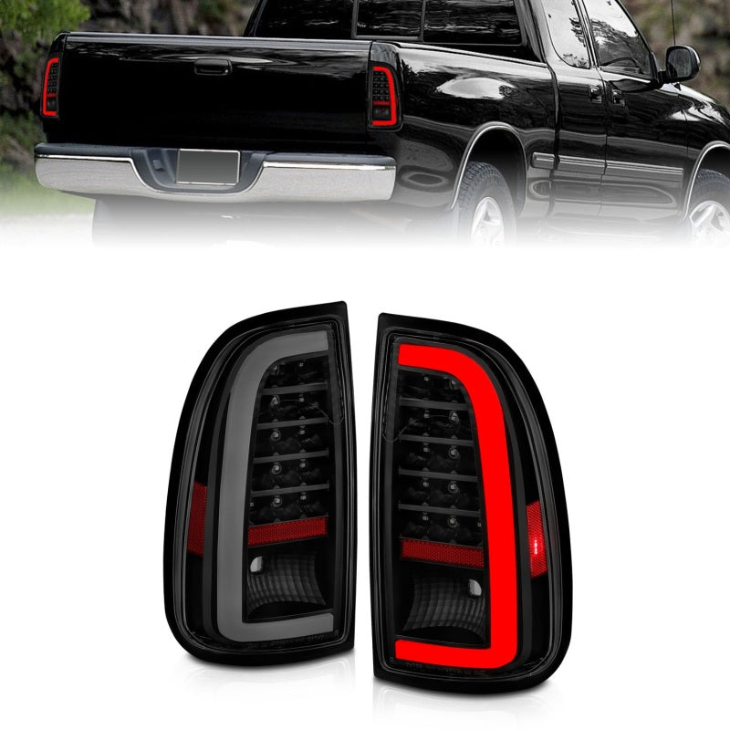 ANZO LED Light Bar Tail Lights, Black Housing, Smoke Lens - 2000-2006 Toyota Tundra (Std bed regular cab, access cab) - ANZO part 311412