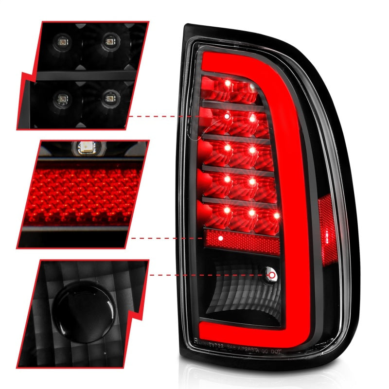 ANZO LED Light Bar Tail Lights, Black Housing, Clear Lens - 2000-2006 Toyota Tundra (Std bed regular cab, access cab) - ANZO part 311411 view 3