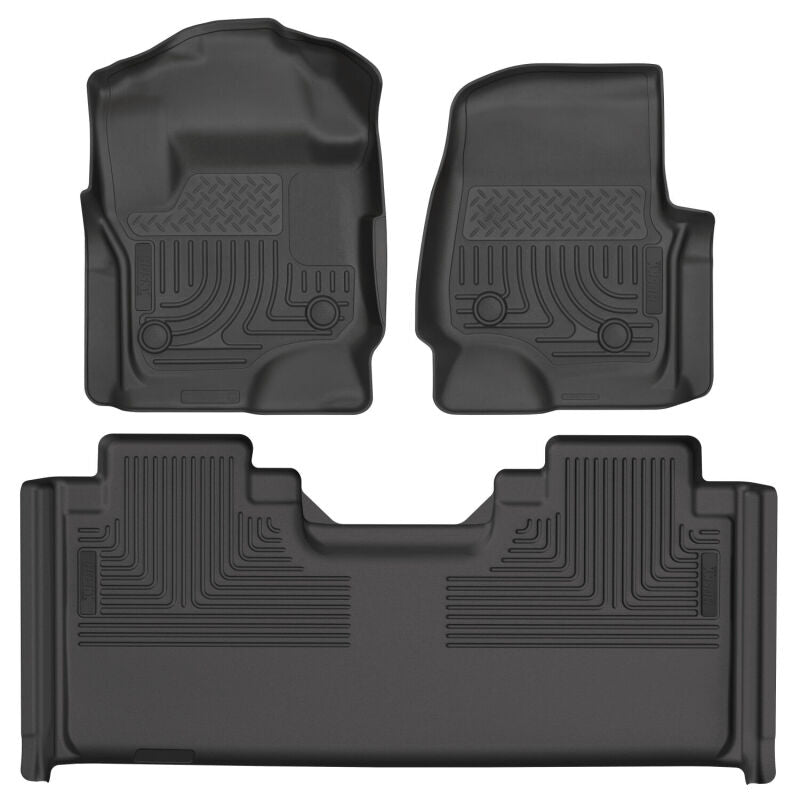 Husky Liners WeatherBeater Floor Liners - 17-25 Ford F-250/F-350/F-450 (w/ Vinyl Floors) WB Front & 2nd Row Floor Liners - Black