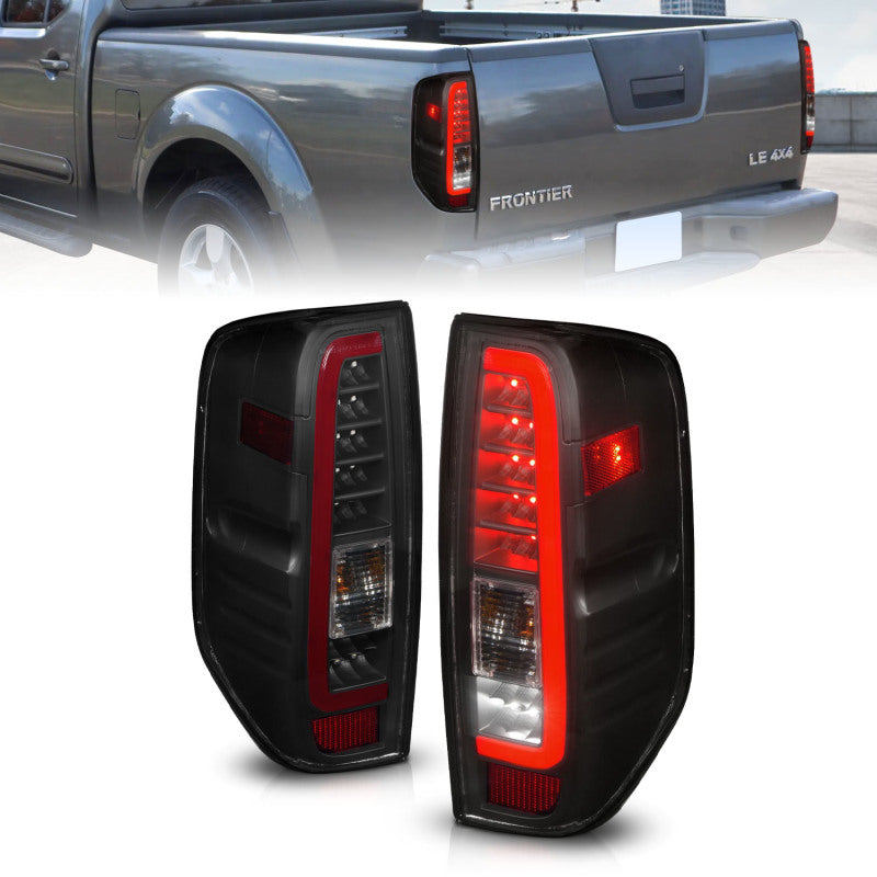 ANZO LED C-Bar Tail Lights, Black Housing, Smoke Lens - 2005-2021 Nissan Frontier - ANZO part 311444