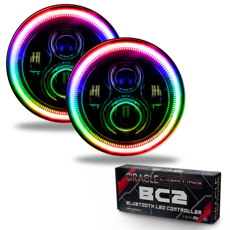ORACLE Lighting 7in High Powered LED Headlights - Black Bezel - ColorSHIFT - BC1 - 5769-335