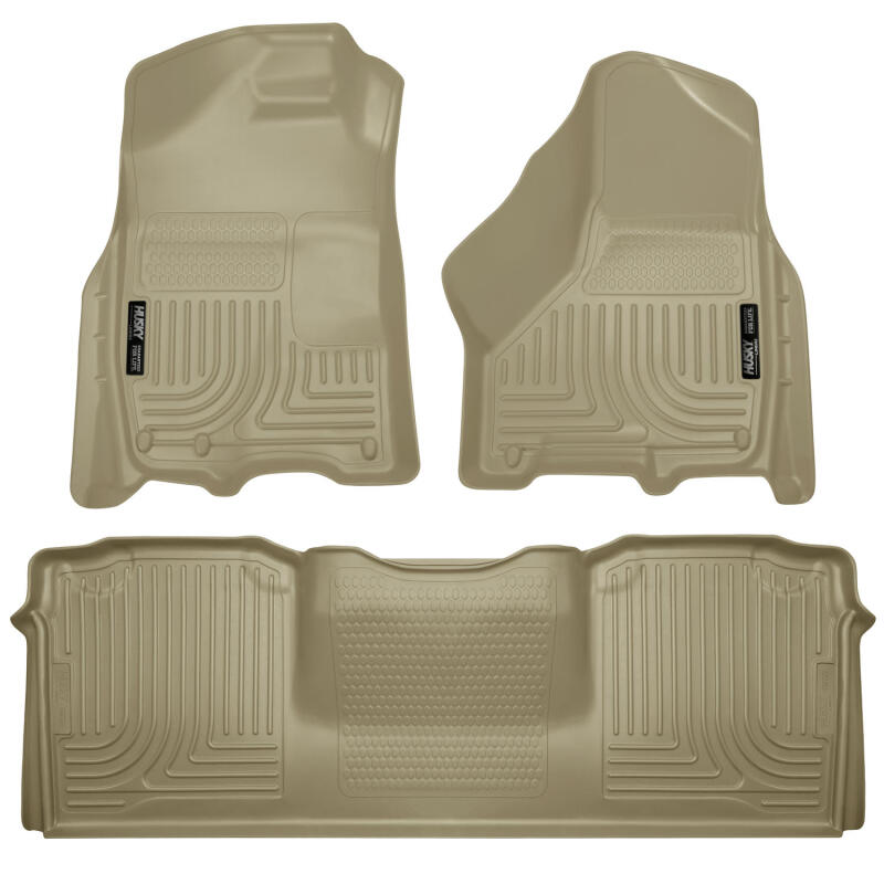 Husky Liners WeatherBeater Floor Liners - 10-12 Dodge Ram 2500/3500 Mega Cab WeatherBeater Combo Tan Floor Liners