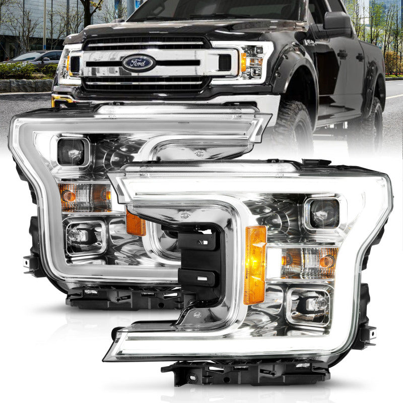 ANZO Projector Plank Style Switchback Headlights, Chrome - 2018-2019 Ford F-150 - ANZO part 111399 view 2