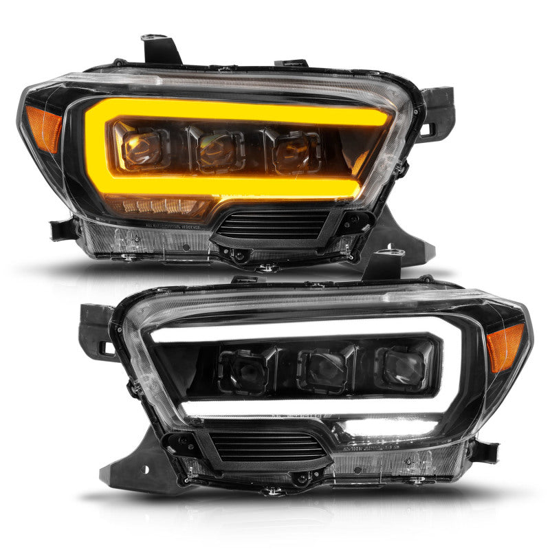 ANZO Full LED Projector Sequential Headlights w/ DRL & Initiation Lighting, Black - 2016-2023 Toyota Tacoma (For halogen version with LED DRL) - ANZO part 111563 view 2