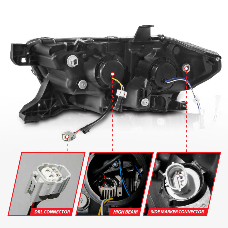 ANZO Full LED Projector Sequential Headlights w/ DRL & Initiation Lighting, Black - 2016-2023 Toyota Tacoma (For halogen version with LED DRL) - ANZO part 111563 view 4