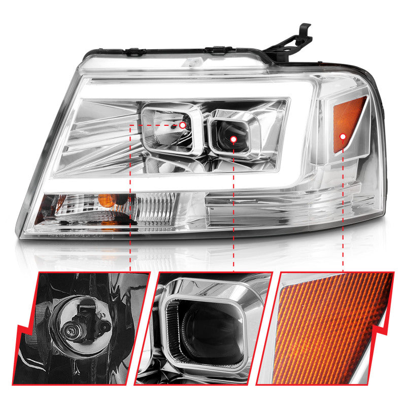 ANZO Projector C-Bar Headlights, Chrome - 2004-2008 Ford F-150 - ANZO part 111542 view 3