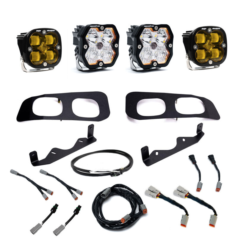 Baja Designs LED Light Kits - Ford Super Duty - 2023+ Ford Super Duty Squadron Sport/SAE 2.0 Dual Fog Pocket Kit (SAE Fog) - Baja Amber (part 440032UP)