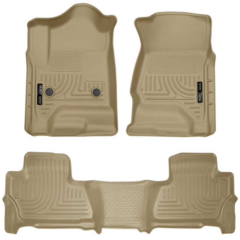 Husky Liners WeatherBeater Floor Liners - Chevy Tahoe/Suburban, GMC Yukon & Cadillac Escalade - 2015 Chevy/GMC Suburban/Yukon XL WeatherBeater Combo Tan Front & 2nd Seat Floor Liners (part 99213)