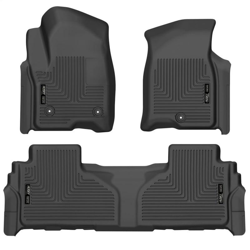 Husky Liners WeatherBeater Floor Liners - Chevy Tahoe/Suburban, GMC Yukon & Cadillac Escalade - 21-23 Suburban/Tahoe/Yukon/Yukon XL Weatherbeater Front & 2nd Seat Floor Liners - Black (part 99241)