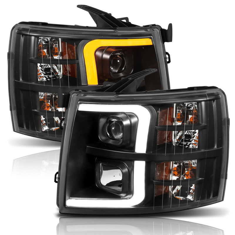 ANZO Projector Plank Style Switchback Headlights, Black - 2007-2013 Chevy Silverado 1500, 2007-2014 Chevy Silverado 2500HD/3500HD - ANZO part 111410 view 3