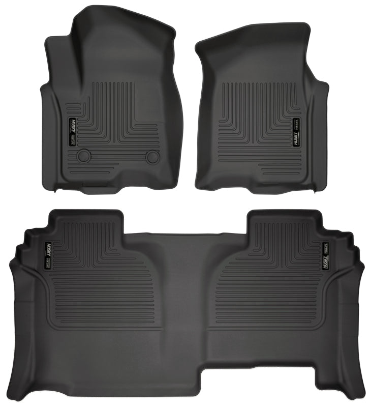 Husky Liners WeatherBeater Floor Liners - 2019-2023 GMC Sierra 1500 Double Cab Black Front & 2nd Seat - part 94031