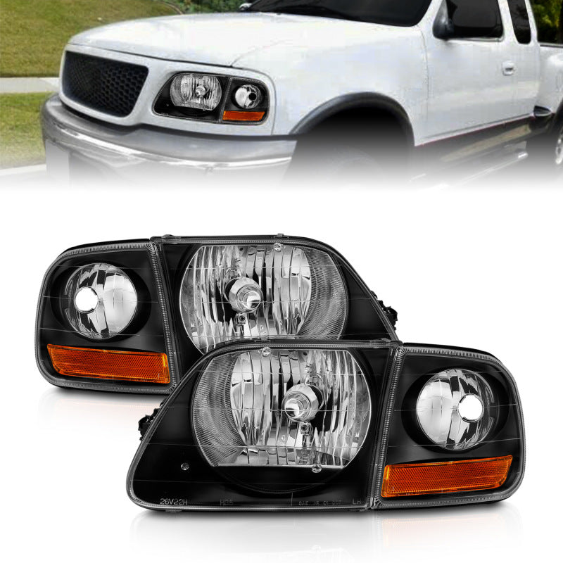 ANZO Crystal Headlights w/ Parking Lights, Black - 1997-2003 Ford F-150 - ANZO part 111460