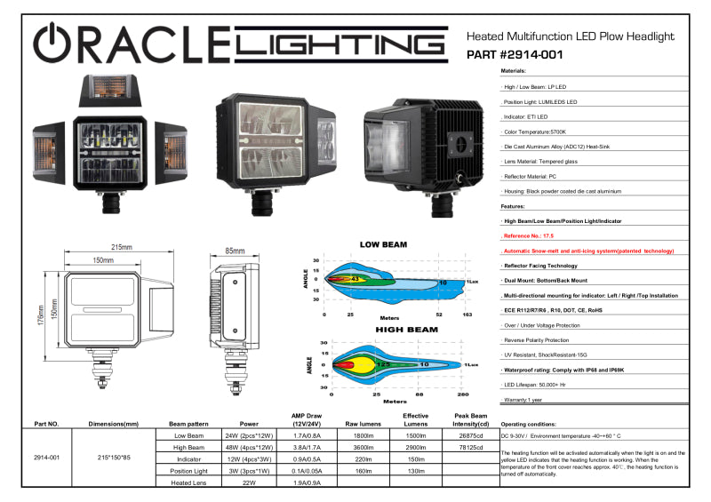 ORACLE Lighting Multifunction LED Plow Headlight with Heated Lens 5700K - 2914-001 - view 2