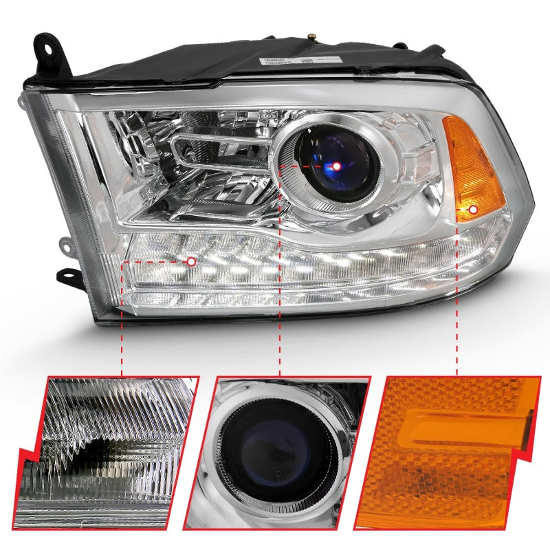ANZO Projector Plank Style Switchback Headlights, Chrome - 2009-2018 Ram 1500, 2010-2018 Ram 2500/3500 (For all models) - ANZO part 111440