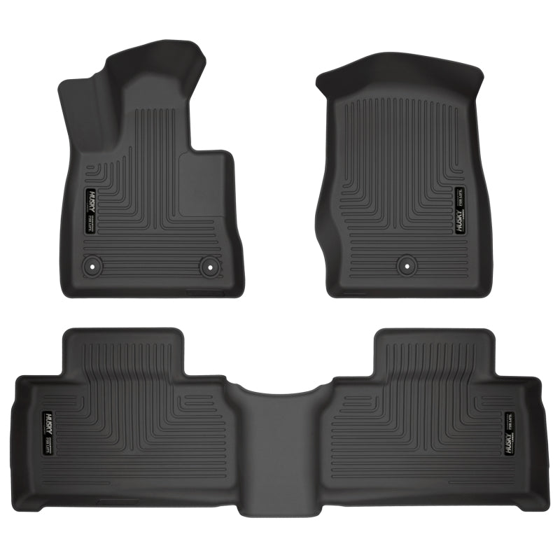 Husky Liners WeatherBeater Floor Liners - Ford Explorer & Lincoln Aviator - 2020 Ford Explorer Weatherbeater Black Front & 2nd Seat Floor Liners (part 99321)