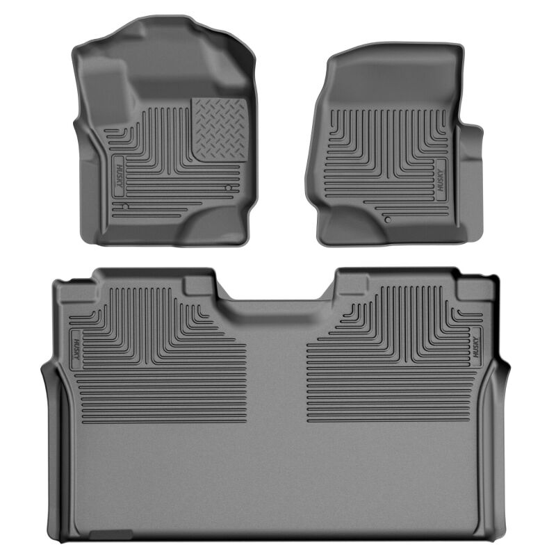 Husky Liners WeatherBeater Floor Liners - 17-26 Ford F-250/F-350/F-450 SD Crew Cab WB Fr & 2nd Seat Floor Liner - Black