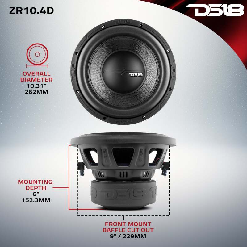 DS18 10in Subwoofer - 700W RMS, 4 Ohm DVC - ZR10.4D - view 2