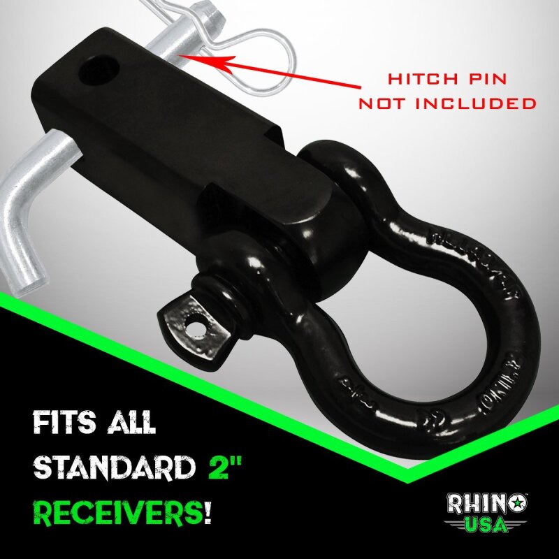 Rhino USA Shackle Hitch Receiver W/ D-Ring (Red) - RG-HTHITCH2-RED - view 3