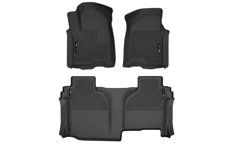Husky Liners X-act Contour Floor Liners - Chevy Silverado & GMC Sierra 1500 - 19-24 Chevy Silverado1500/GMC Sierra1500 X-Act Front + 2nd Seat Floor Liner Set-Black (part 53648)