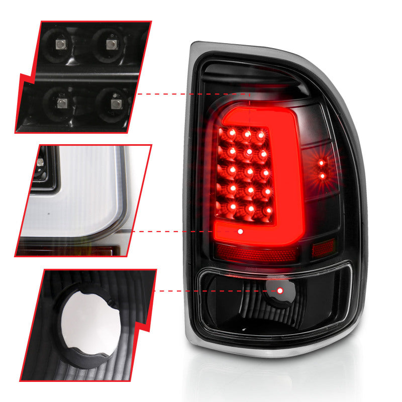 ANZO LED Light Bar Tail Lights, Black - 1997-2004 Dodge Dakota - ANZO part 311347 view 3