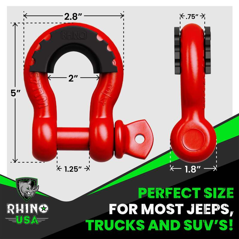 Rhino USA 3/4In D-Ring Shackle Set (2-Pack)(Green) - RNO-GRN-SHACKLES - view 6