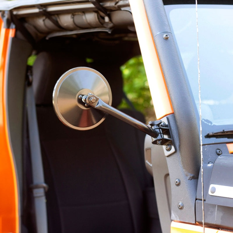 Rugged Ridge Black Round Quick Release Mirror for 1997-2018 Jeep Wrangler - view 4