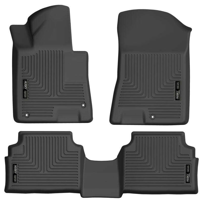 Husky Liners WeatherBeater Floor Liners - Hyundai, Kia & Genesis - 20-21 Hyundai Sonata / 2021 Kia K5 Weatherbeater Front & 2nd Seat Floor Liners - Black (part 95771)