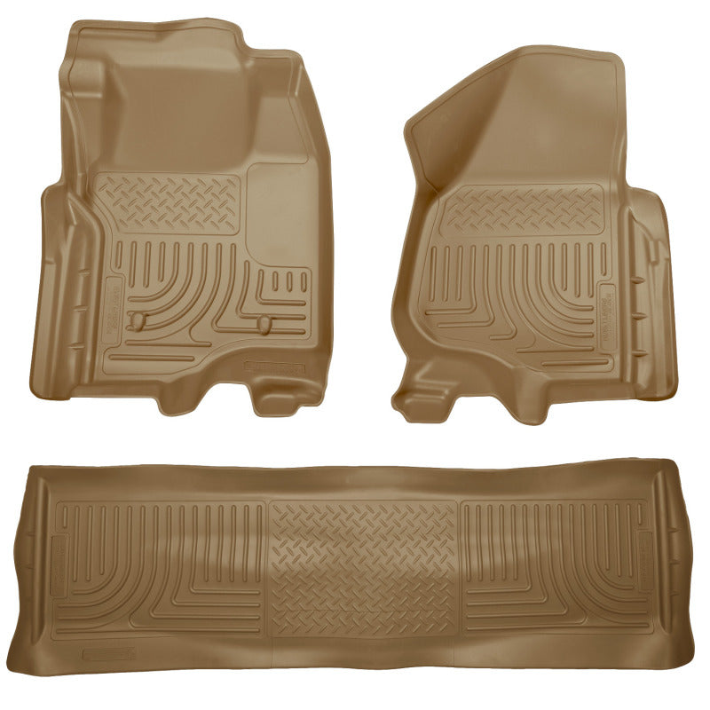 Husky Liners WeatherBeater Floor Liners - Ram 2500/3500, Ford Super Duty & GM 2500HD/3500HD - 11-12 Ford SD Crew Cab WeatherBeater Combo Tan Floor Liners (w/o Manual Trans Case) (part 98713)