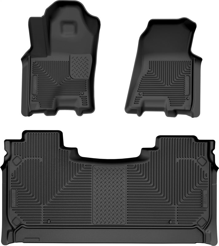 Husky Liners WeatherBeater Floor Liners - Ram 1500 - 2025 RAM 1500 CC Weatherbeater Front & 2nd Seat Floorliner (3pc Set) - Blk (part 94491)